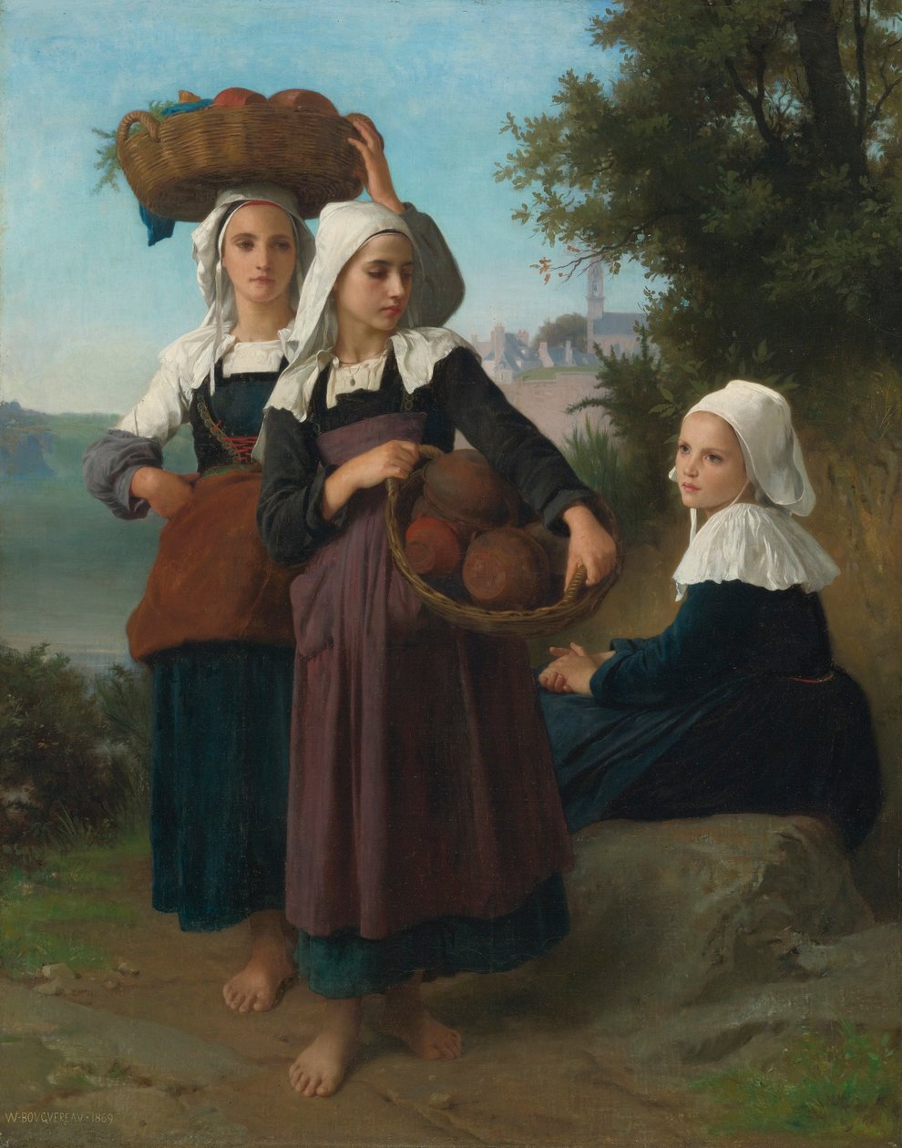 Fouesnantin nuoret tytöt palaamassa markkinoilta. tekijältä William-Adolphe Bouguereau