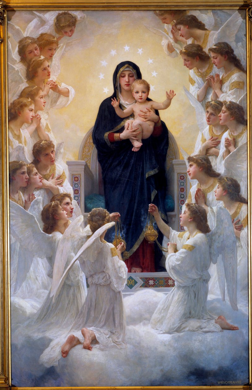 Neitsyt enkelien kanssa, William Adolphe Bouguereau (1825-1905) 1900 tekijältä William Adolphe Bouguereau