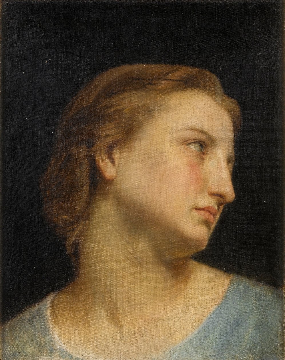 Tutkimus naisen päästä (öljy kankaalle) tekijältä William Adolphe Bouguereau