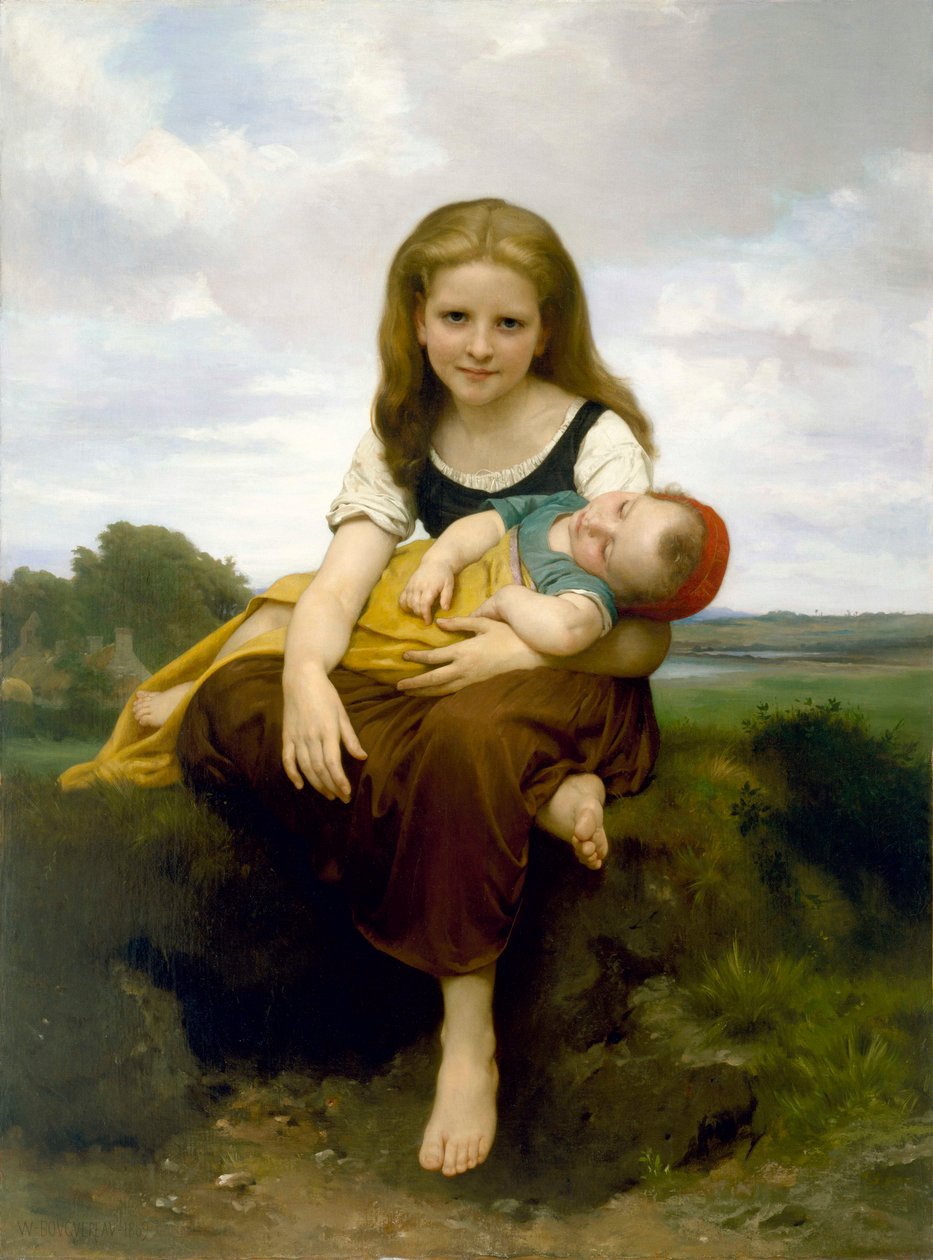 ""Vanhin sisar"" (La Soeur ainee) Peinture de William-Adolphe Bouguereau (1825-1905) 1869 - Öljy kankaalle - Koko 130x97,2 cm Museum of Fine Arts, Houston tekijältä William Adolphe Bouguereau