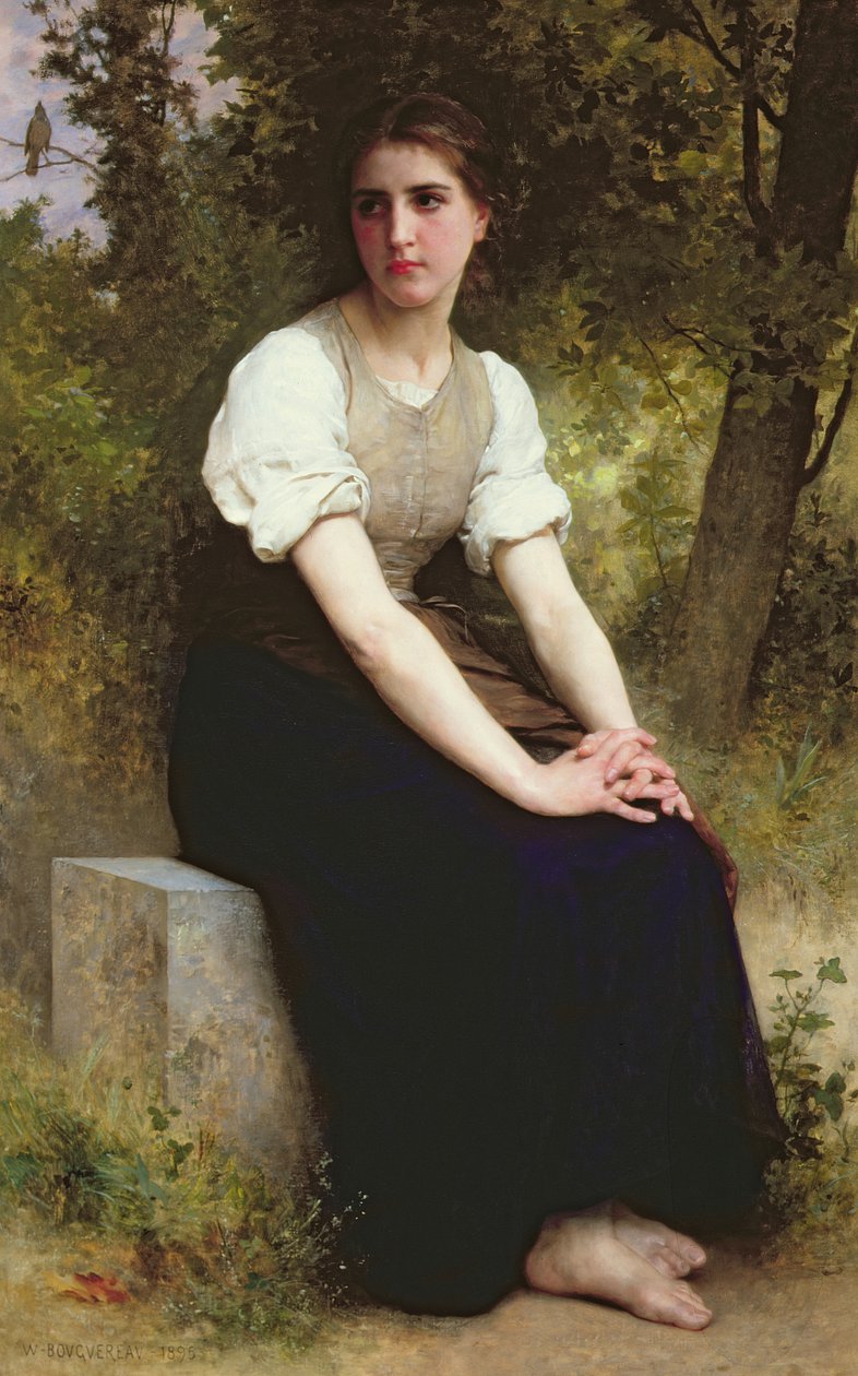 The Song of the Nightingale, n. 1895 (öljy kankaalle) tekijältä William Adolphe Bouguereau