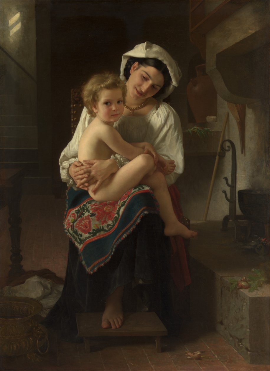 Nuori äiti katselee lastaan, 1871. tekijältä William Adolphe Bouguereau