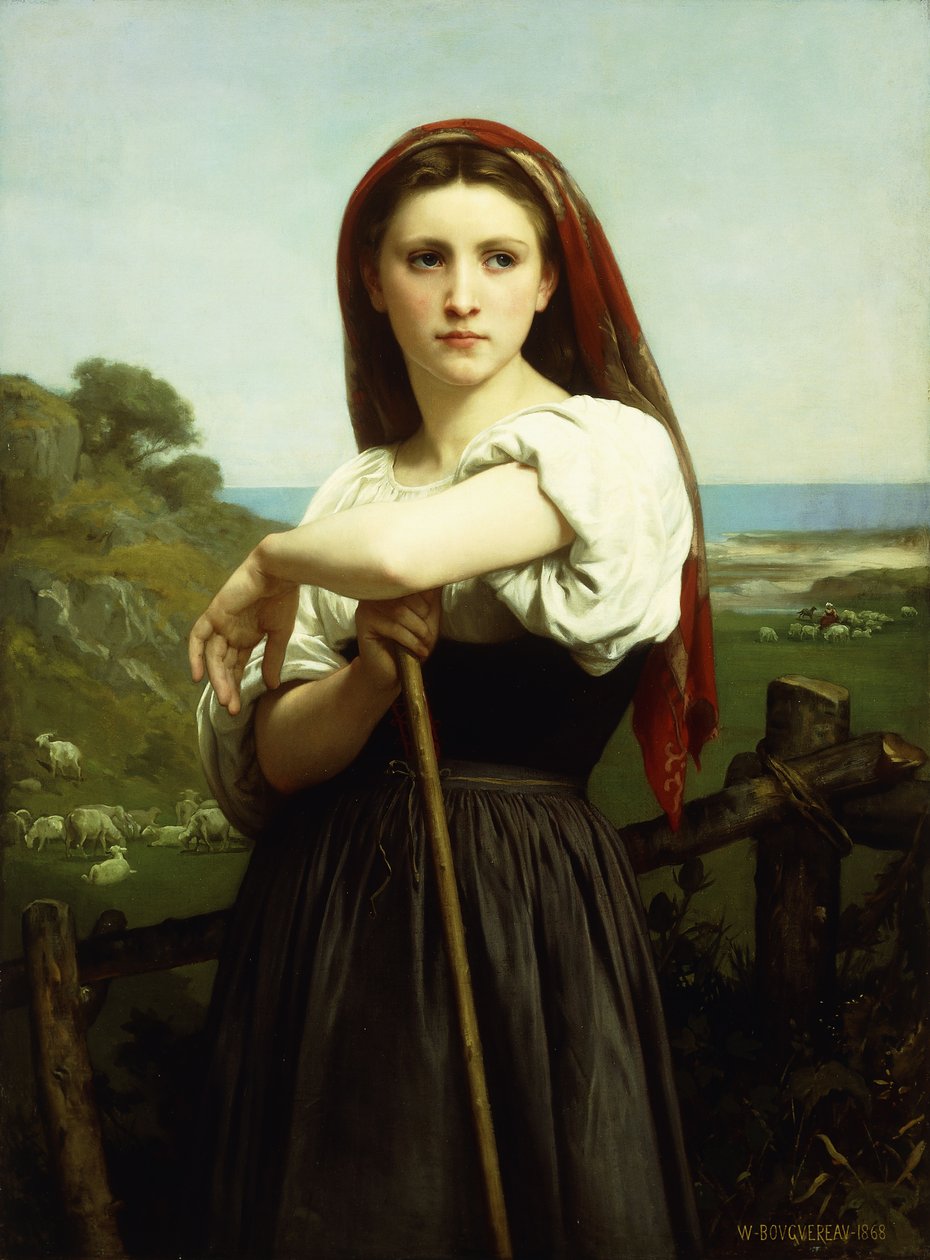 Nuori paimentar; Jeune Bergere, 1868 tekijältä William Adolphe Bouguereau