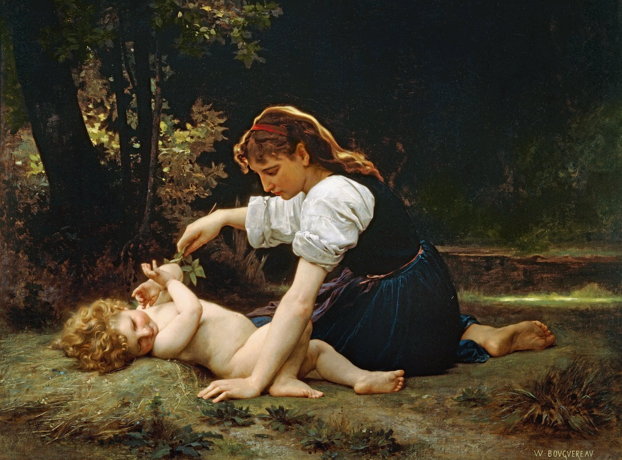 Nuori nainen ja lapsi, 1881 tekijältä William Adolphe Bouguereau