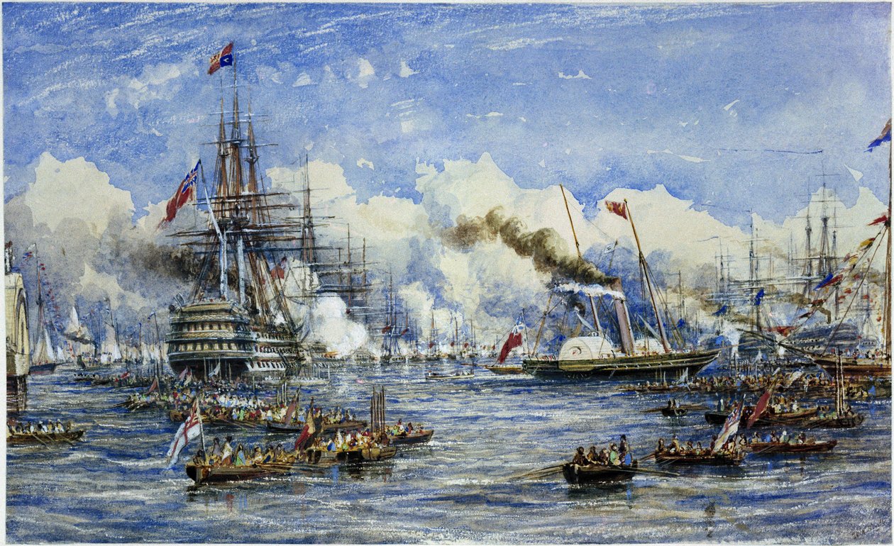 Hänen Majesteettinsa vierailu lippulaivalla 11. elokuuta. tekijältä William Adolphus Knell