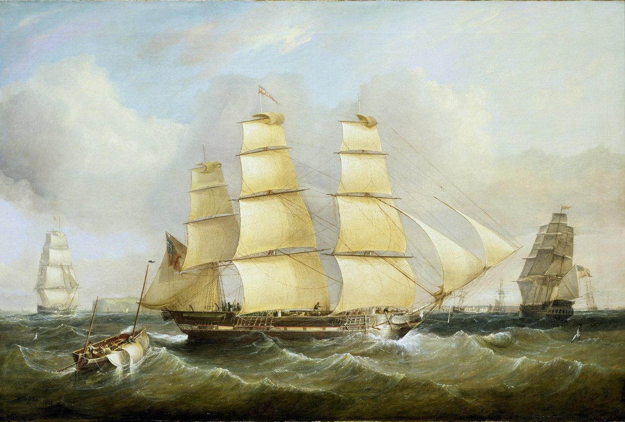 Morley-alus ja muita veneitä. Öljy kankaalle tekijältä William Adolphus Knell