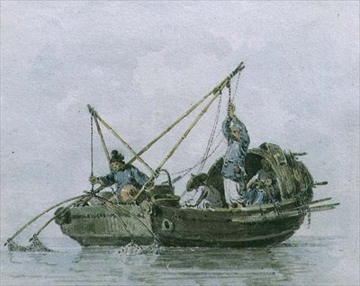 Kiinalaiset kalastajat roskapostissa (akvarelli) tekijältä William Alexander