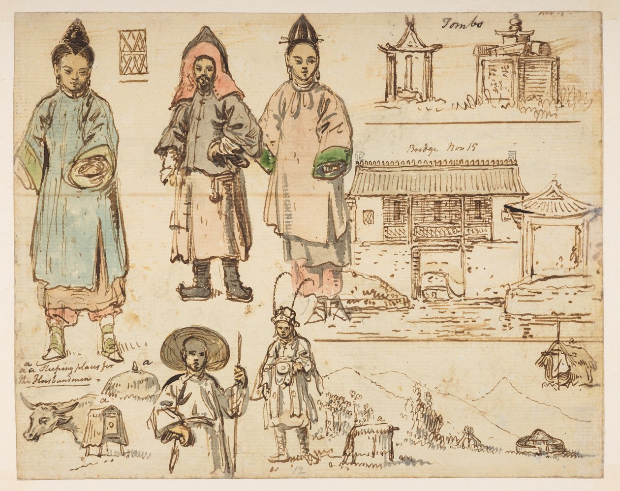 Figuuritutkimuksia ja rakennuksia, mukaan lukien "Haudat", "Silta 15. marraskuuta" ja "Aviomiesten makuupaikat". Albumista, jossa on 372 piirustusta maisemista, rannikoista, pukuista ja arjesta, jotka on tehty Lord Macartneyn Kiinan keisarin suurlähetystön tekijältä William Alexander