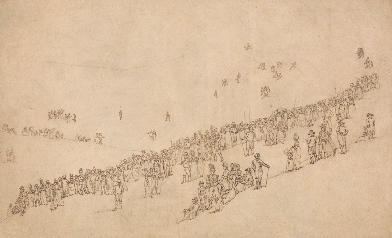 Tutkimus illallista varten Mote Parkissa, Maidstonessa Kentish Volunteersin kuninkaallisen katsauksen jälkeen 1. elokuuta 1799 tekijältä William Alexander
