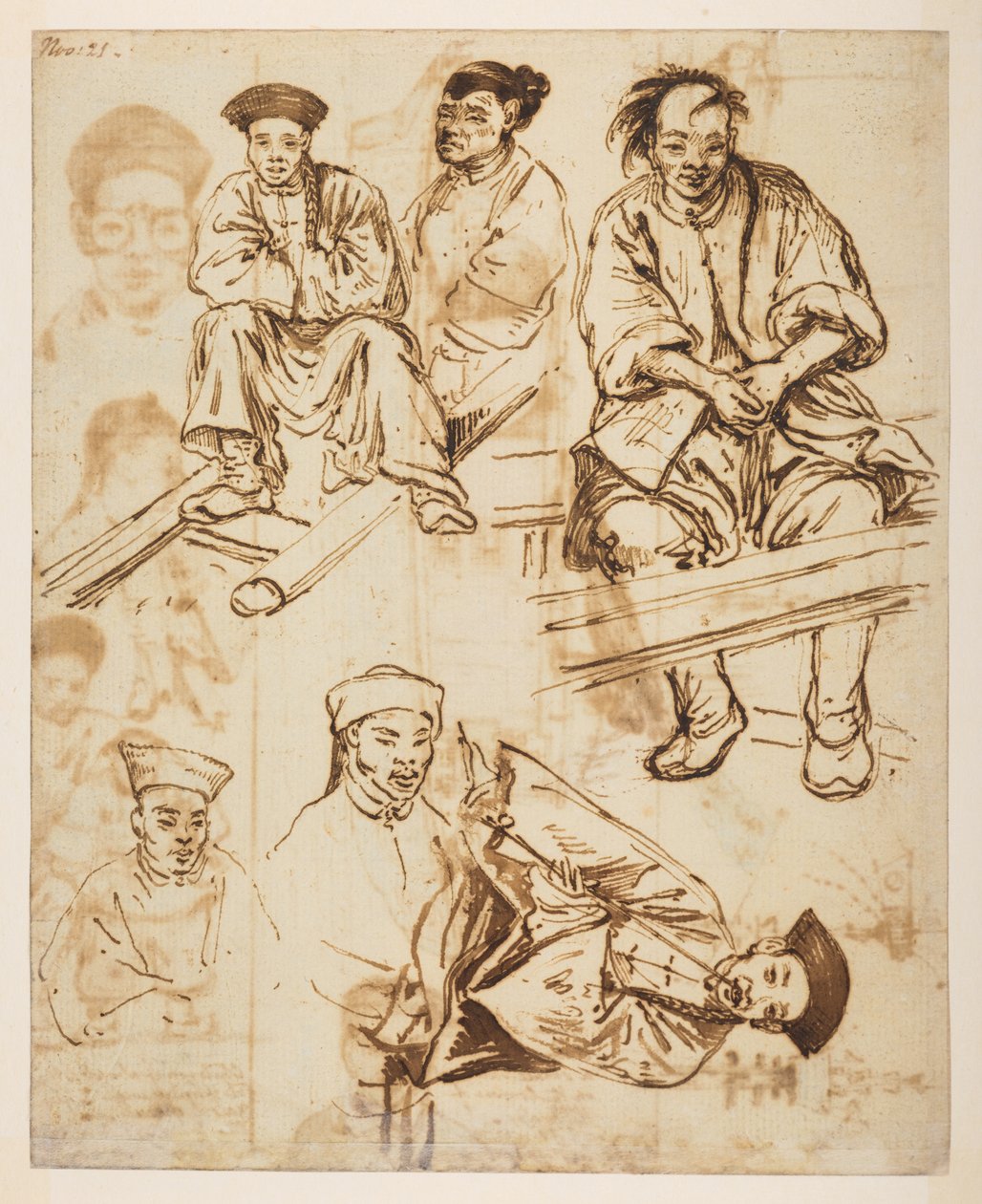 [f.57 140v Figuuritutkimukset, kiinalaiset miehet. 