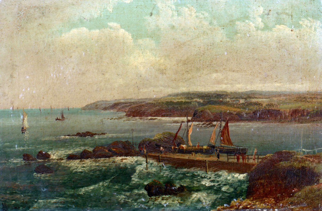 Port Bude, Devonissa (Englanti). William Allanin (1782-1850) öljy kankaalle. tekijältä William Allan