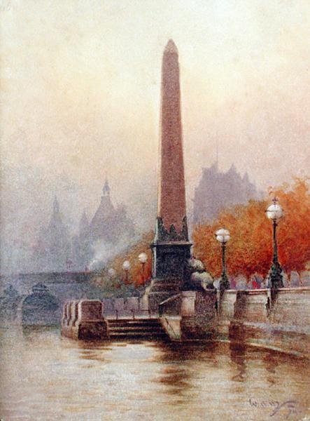 Cleopatran neula, Embankment, Lontoo (akvarelli paperille) tekijältä William Allister Macdonald