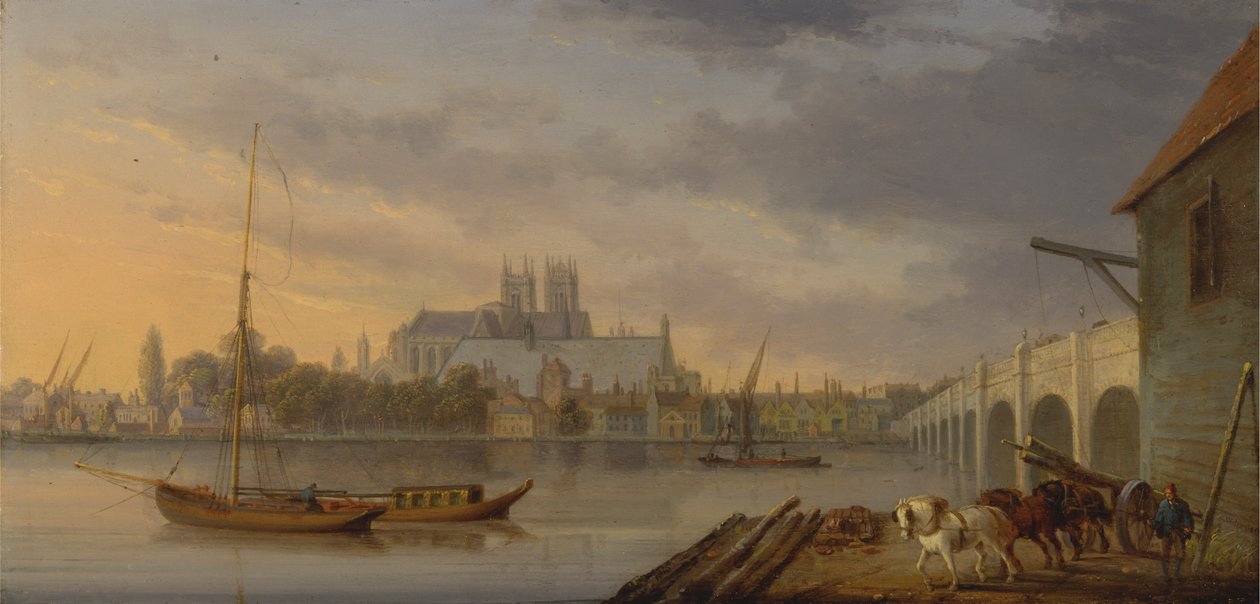 Näkymä Westminster Bridgelle ja Abbeylle eteläpuolelta tekijältä William Anderson
