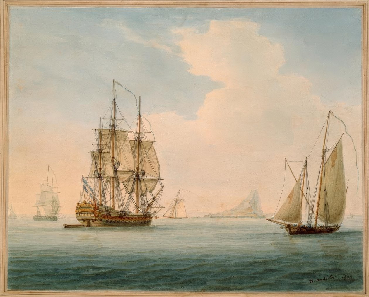 Britischer Man-of-War / Aquarell von W.Anderson, 1804 tekijältä William Anderson