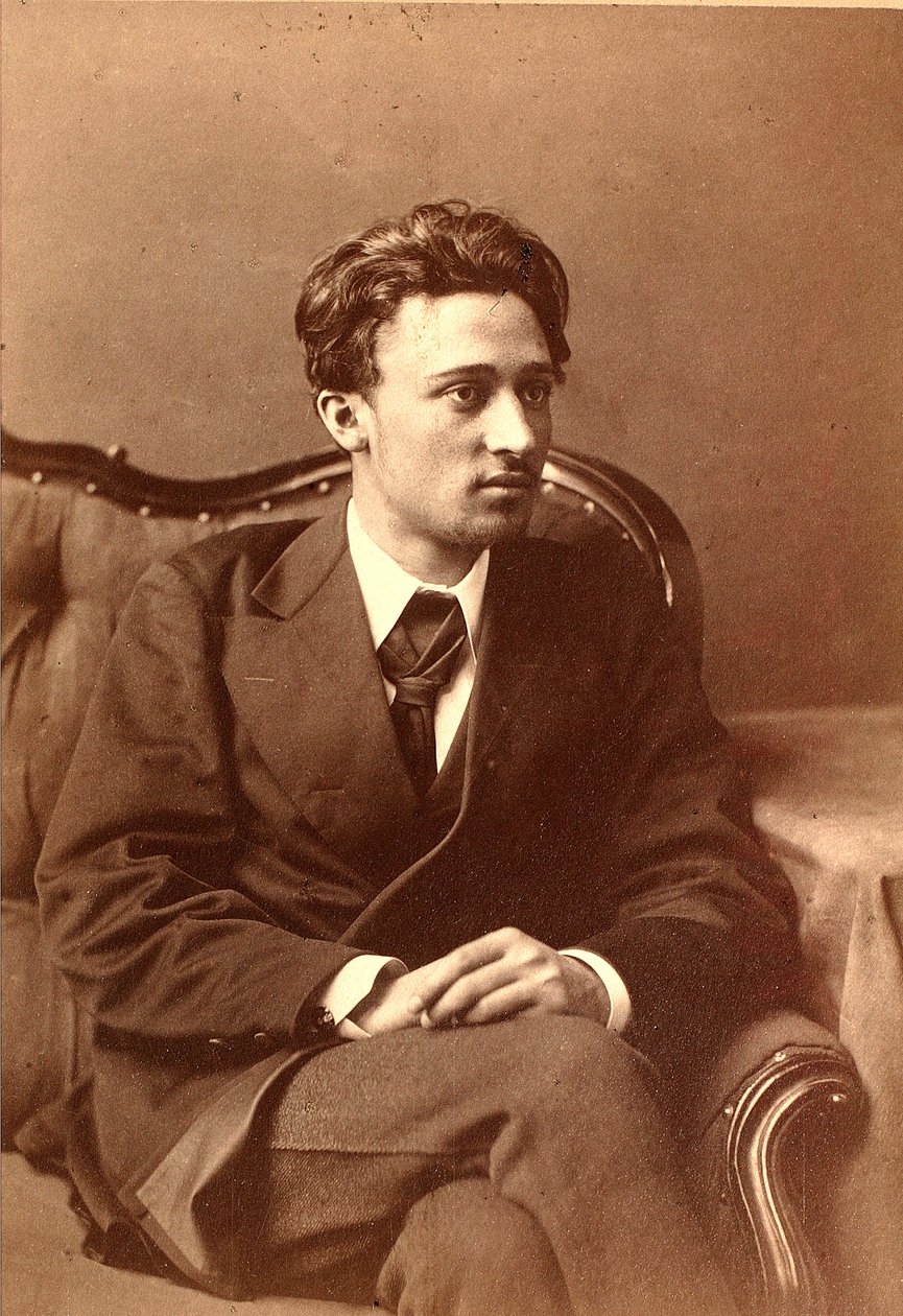 Muotokuva kirjailijasta Vsevolod Mihailovich Garshin (seepiakuva) tekijältä William Andreevich Carrick