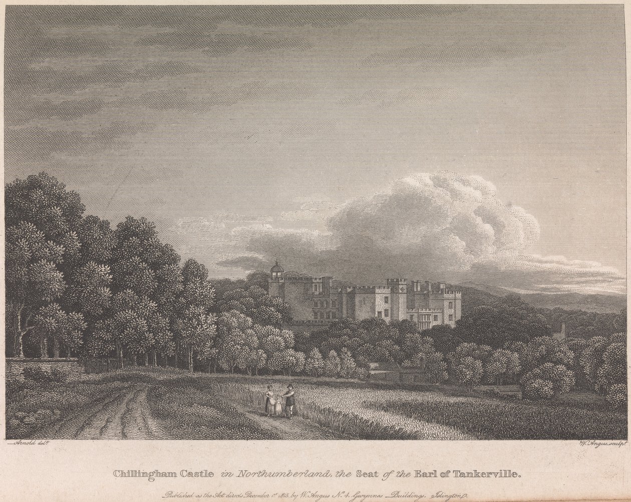 Chillingham Castle Northumberlandissa, Theat of the Earl of Tankerville (julkaisija W. Angus): levy 62; sivu 62 (Nide 1) tekijältä William Angus