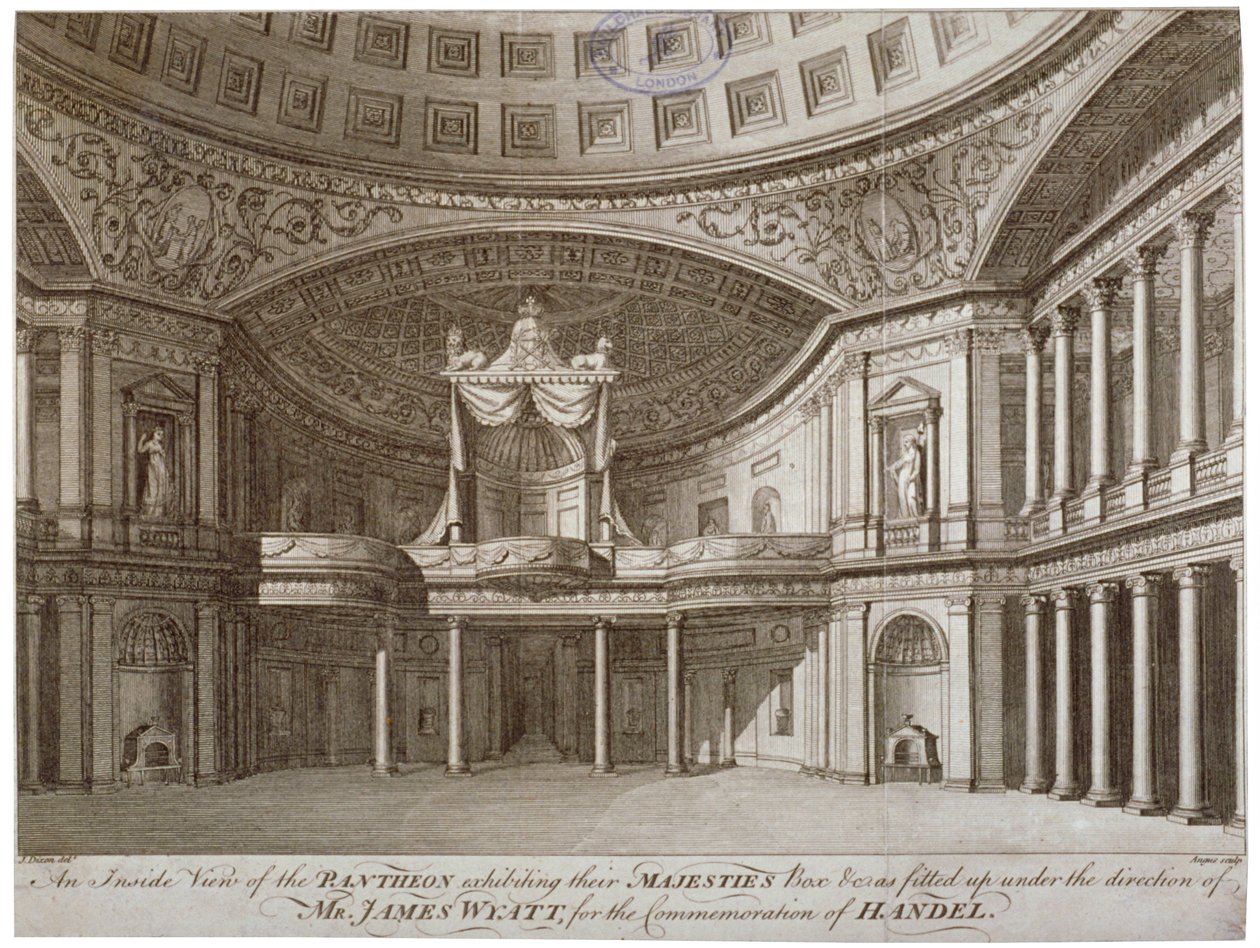 Pantheonin sisustus, Oxford Street, Westminster, Lontoo, 1784 tekijältä William Angus