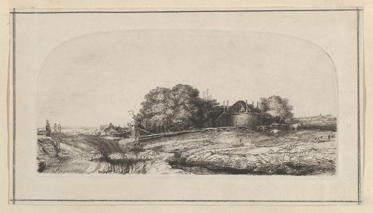 Maisema heinäparun ja lammasparven kanssa kopio, 1750-1810. tekijältä William Baillie