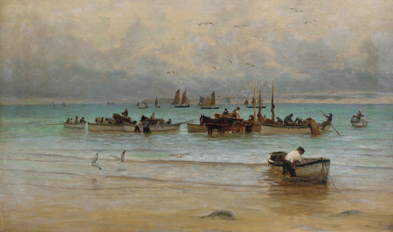 Ladataan kaloja laskuveden aikaan, St. Ives tekijältä William Banks Fortescue