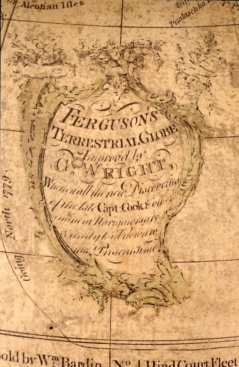 Karttakuva Tyynen valtameren pohjoisosassa, noin 1795 (paperimassa, kuparilevy kaiverrettu, messinki, puu, paperi). tekijältä William Bardin