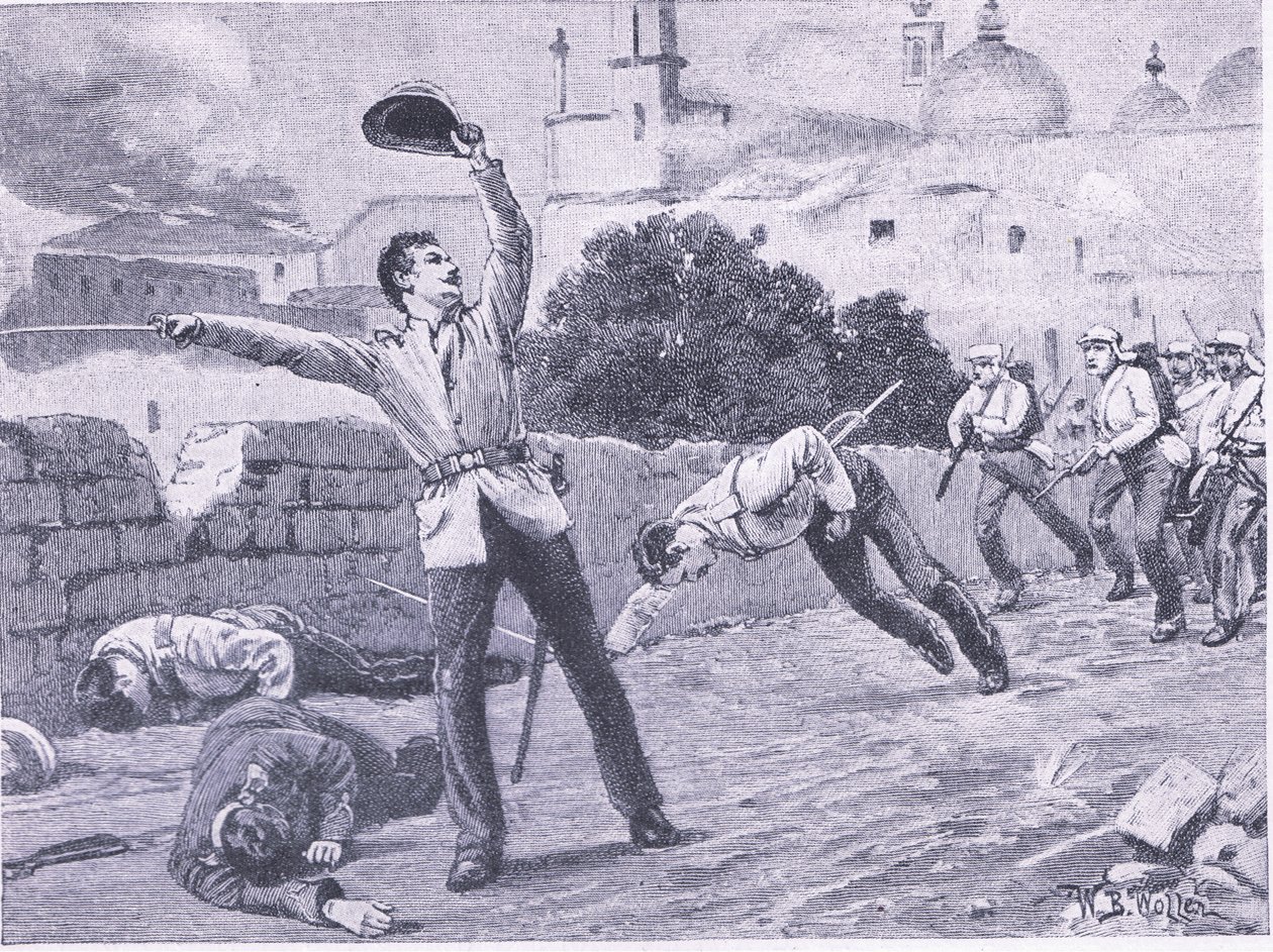 Charbagu-sillan kantaminen, Lucknow 25. syyskuuta 1857, kuva brittiläisistä taisteluista maalla ja merellä, 1915 tekijältä William Barnes Wollen