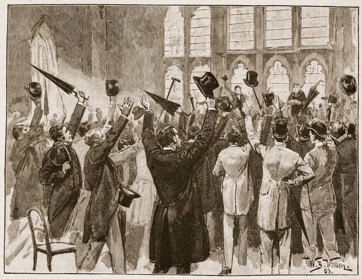 Jingojen tapaaminen Guildhallissa, Lontoossa, 1878, kuvitus 