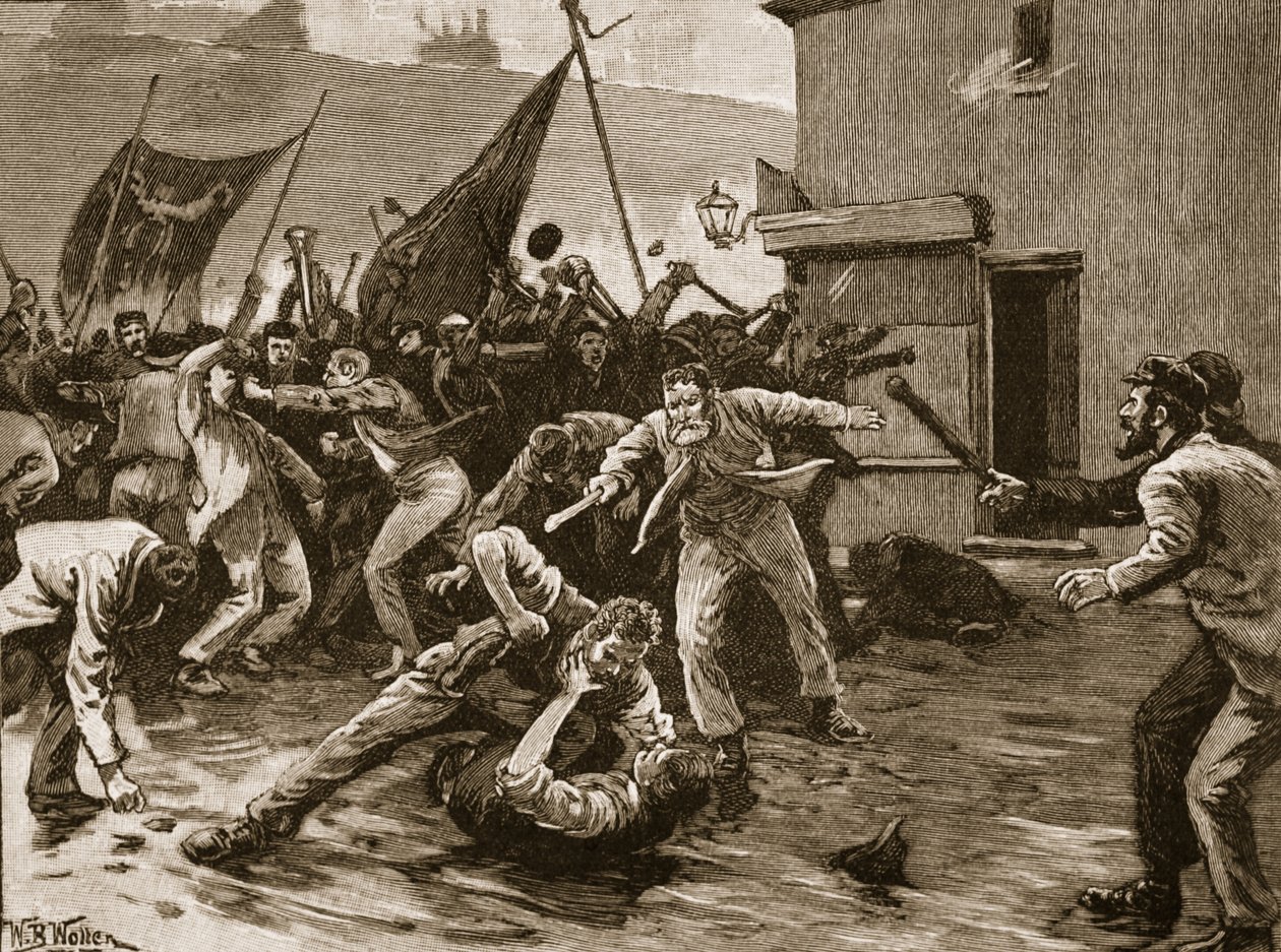 Mellakointi Belfastissa, 1886, kuvitus 