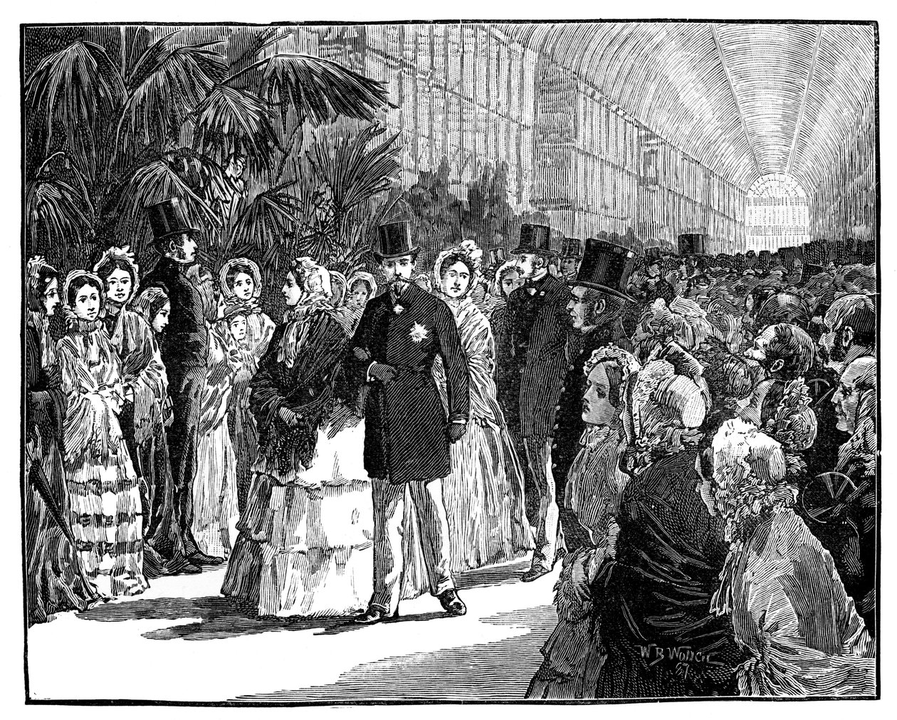 Kuninkaallinen ja keisarillinen vierailu Crystal Palacessa, 1850-luku, c1888. tekijältä William Barnes Wollen