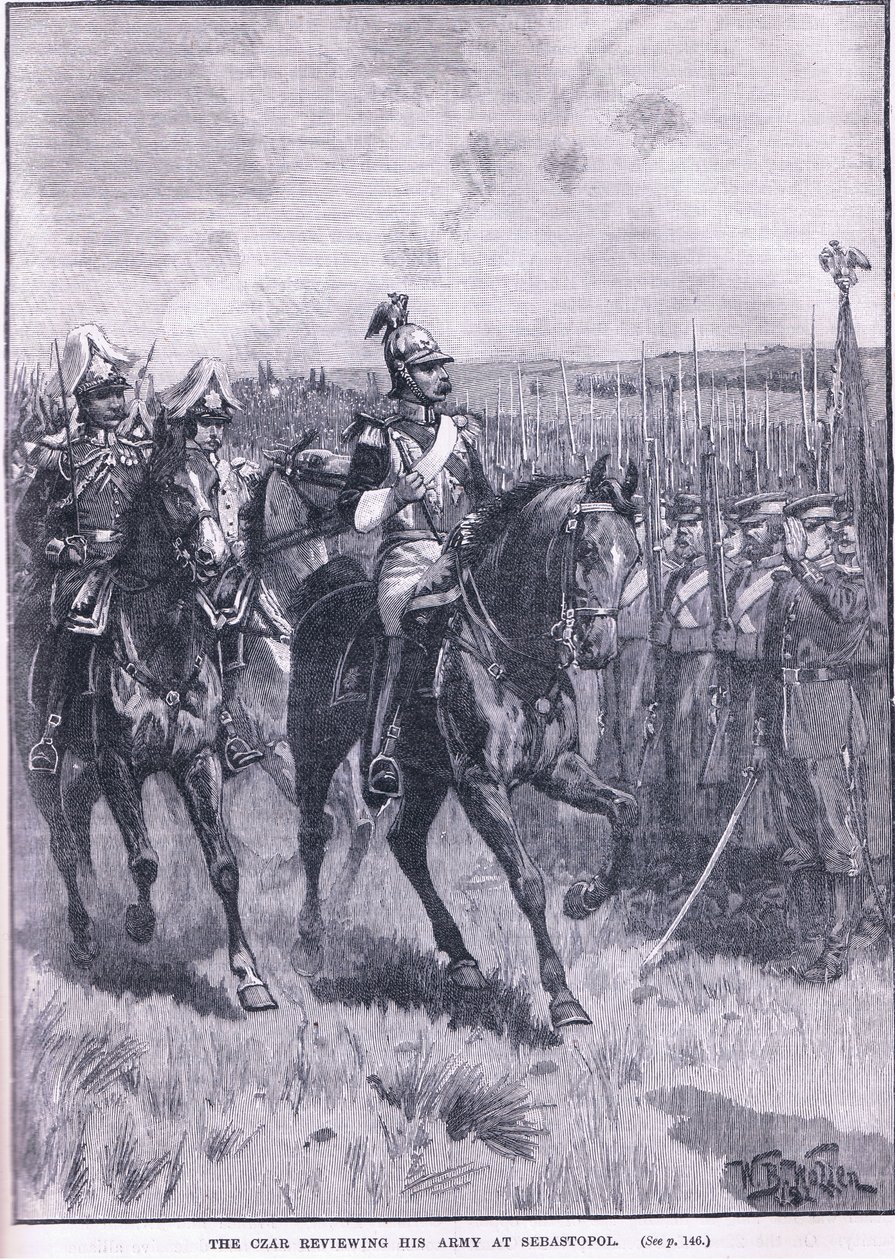 Tsaari tarkastamassa armeijaansa Sebastopolissa 1856 jKr. tekijältä William Barnes Wollen