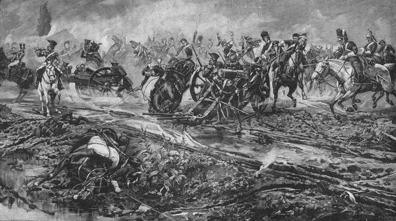 Unionin prikaati vangitsemassa ranskalaisia aseita Waterloossa, 1902 tekijältä William Barnes Wollen