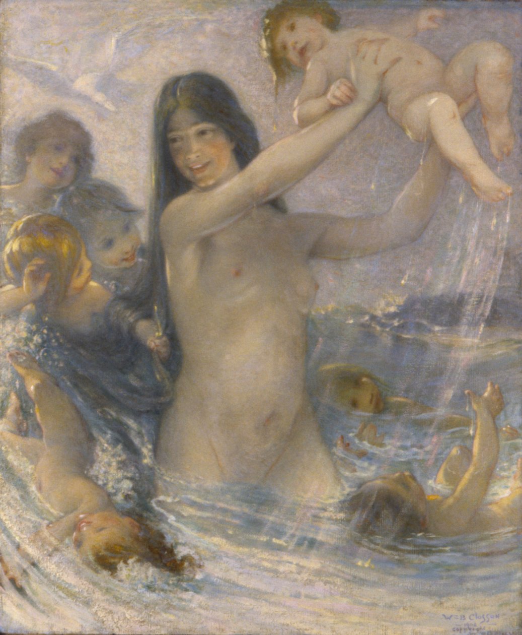 Nymph and Water Babies at Play, 1908.  tekijältä William Baxter Palmer Closson