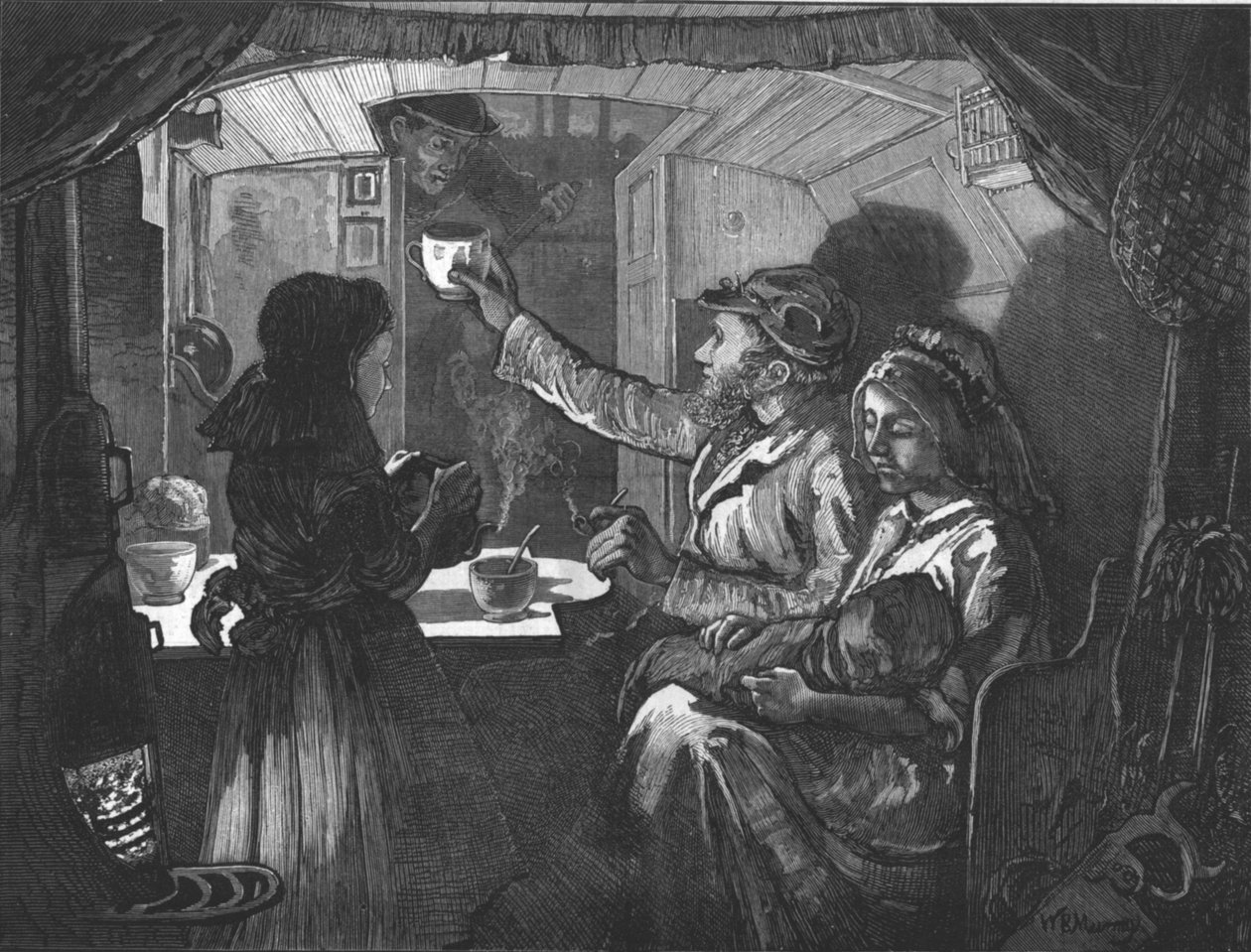 Canal Life - Tea Time on a Monkey Boat, 1874 tekijältä William Bazett Murray