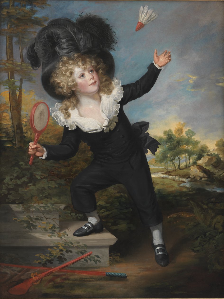 Muotokuva Kennett Dixonista pelaamassa sulkapalloa tekijältä William Beechey