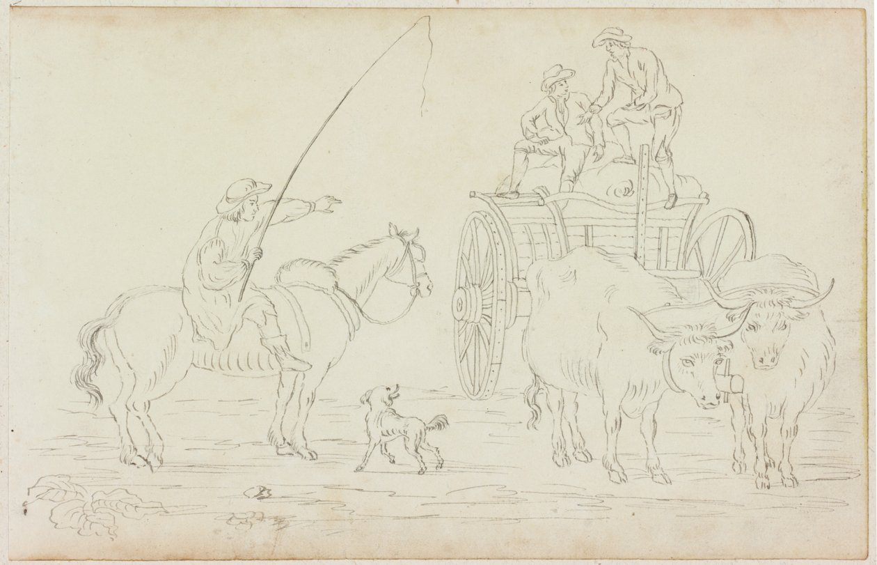 Oxcart Blocking the Way (kynä paperille (paperille M754)) tekijältä William Beilby