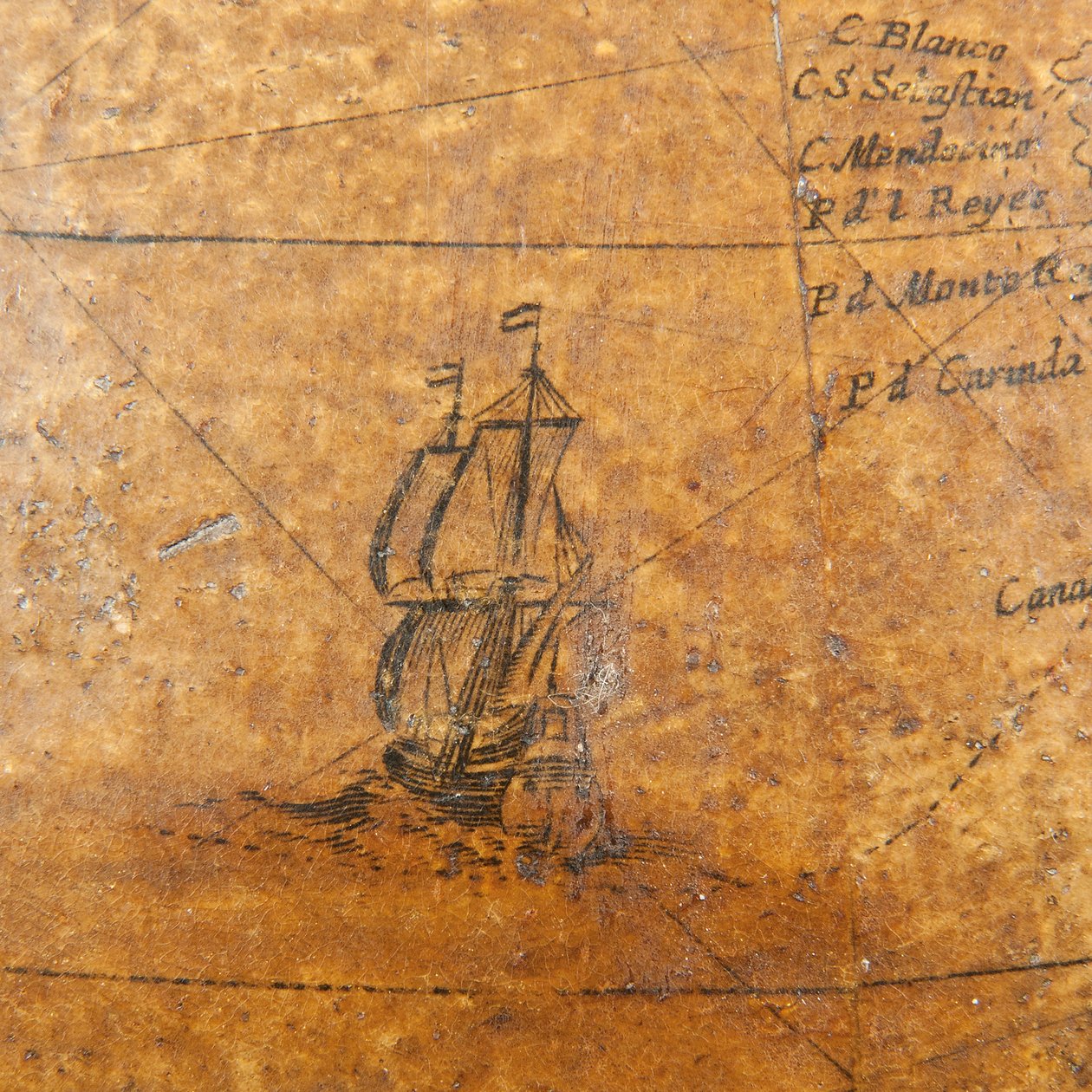 Varhainen englantilainen maanpäällinen maapallo, n. 1673 tekijältä William Berry