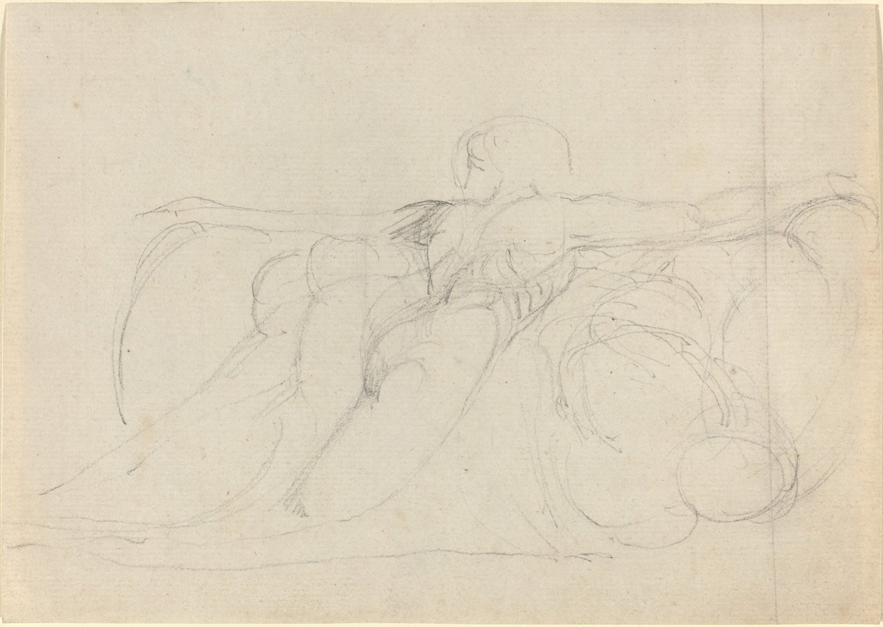 Mies takaa nähtynä, pilvissä nousemassa tekijältä William Blake