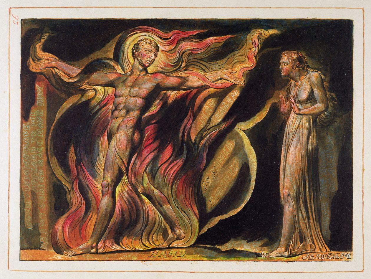Alaston mies liekeissä, levy 26 Jerusalemista tekijältä William Blake