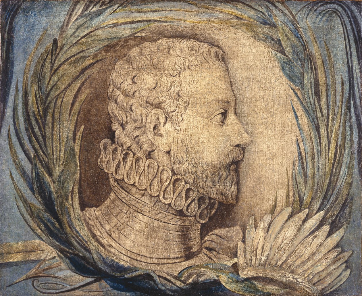 Alonso de Ercilla y Zúñiga, n. 1800 (tempera kankaalle) tekijältä William Blake