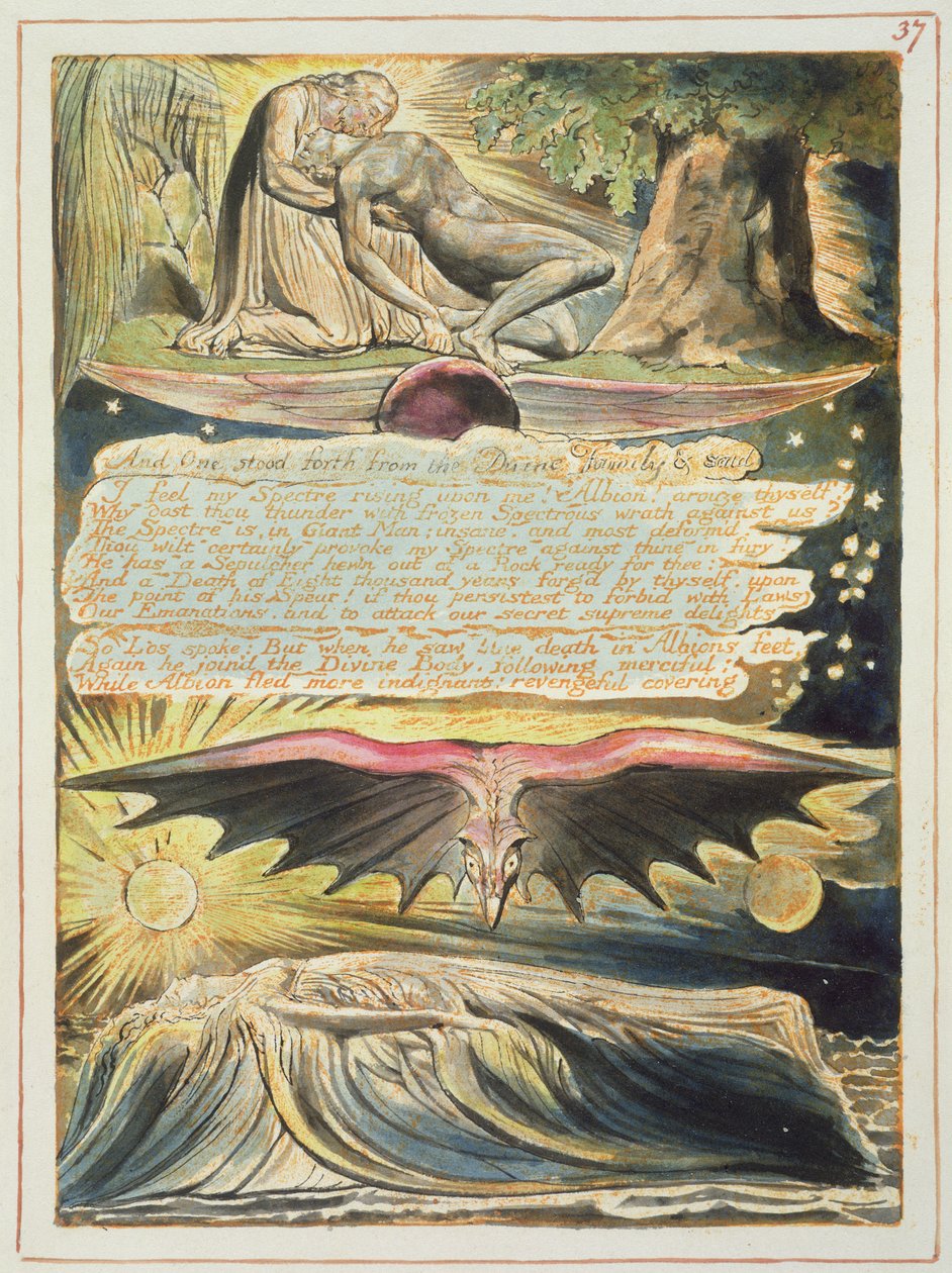 "And One Stanod Forth...", levy 37 julkaisusta "Jerusalem" tekijältä William Blake