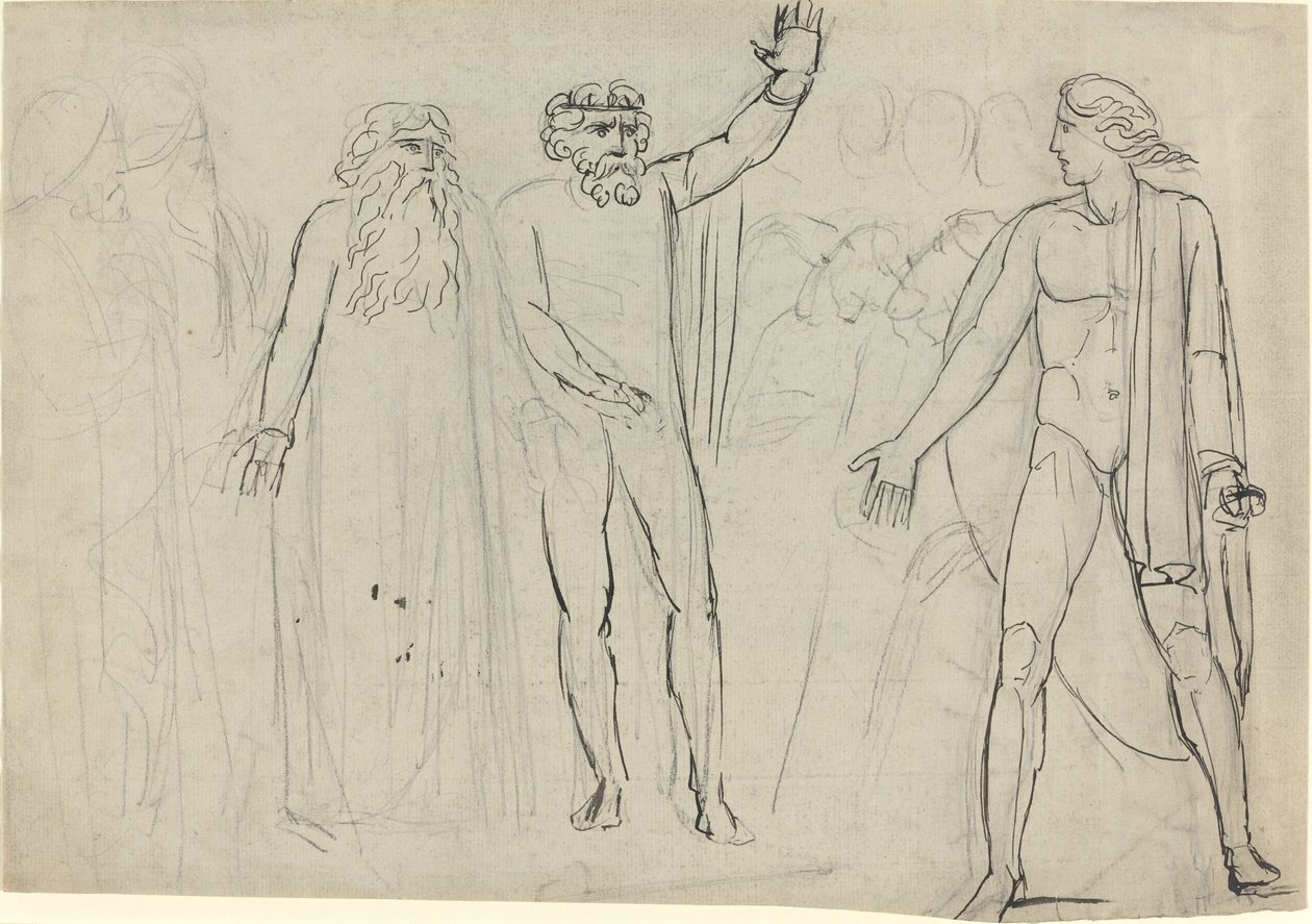 "Ja Saul sanoi Daavidille: "Mene, ja Herra olkoon sinun kanssasi" [recto] tekijältä William Blake