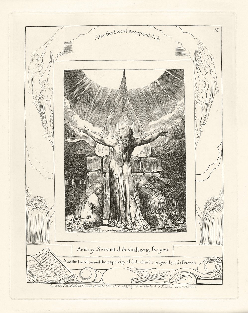 Ja palvelijani Job rukoilee puolestasi, 1825 tekijältä William Blake
