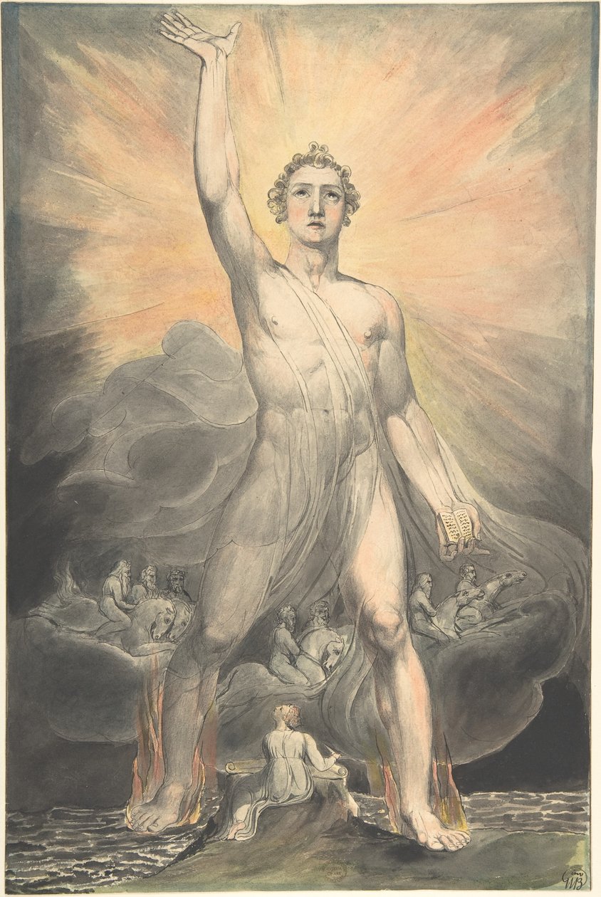 Ilmestyskirjan enkeli (Ilmestyskirja, luku 10) tekijältä William Blake