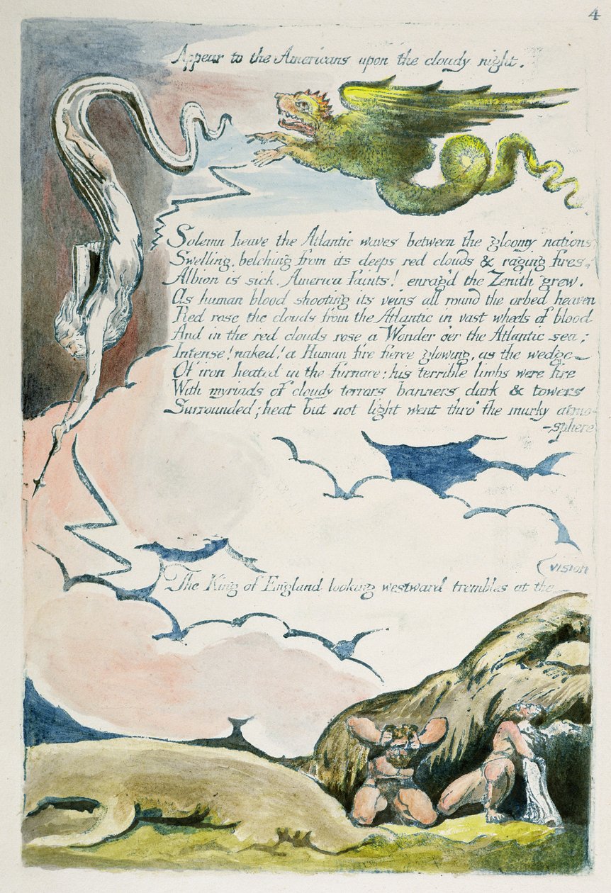 "Ilmoita amerikkalaisille...", levy 6 julkaisusta "America: A Prophecy" tekijältä William Blake
