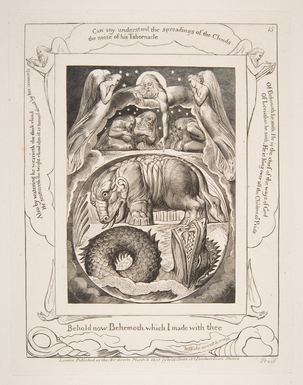 Behemoth ja Leviatan, Jobin kirjan kuvituksista, 1825-26. tekijältä William Blake