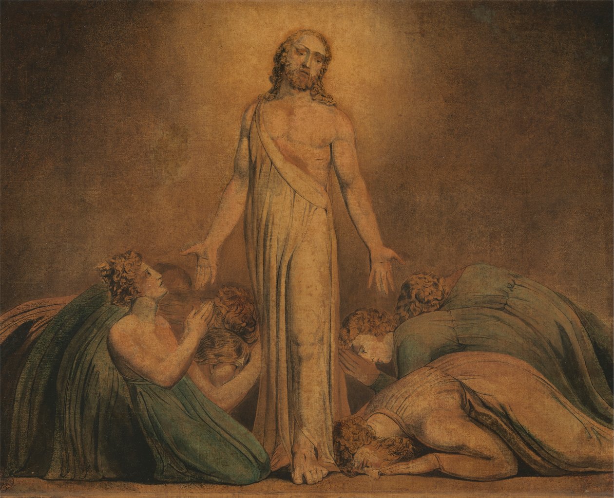Kristus ilmestyy apostoleille ylösnousemuksen jälkeen tekijältä William Blake