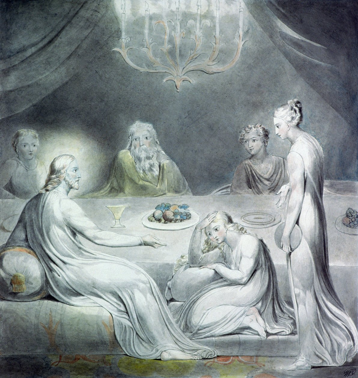 Kristus Martan ja Marian talossa tai Katuva Magdaleena tekijältä William Blake