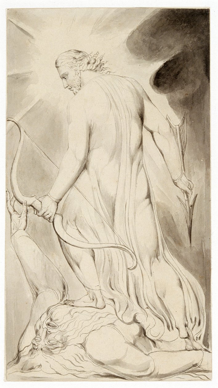 "Kristus tallaa Saatanan", c1800 tekijältä William Blake