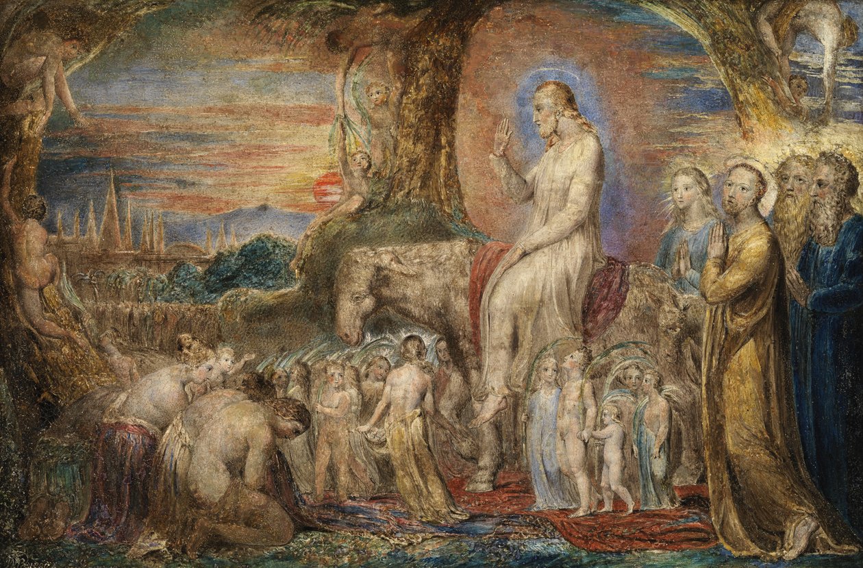 Kristuksen tulo Jerusalemiin (öljy kuparilla) tekijältä William Blake