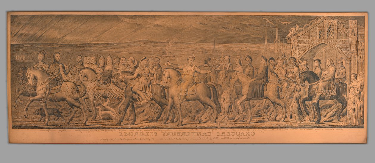 Kupferplatte für Chaucers Canterbury Pilger tekijältä William Blake