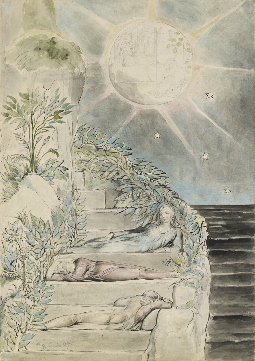 Dante ja Statius nukkuvat, Virgil katsomassa tekijältä William Blake